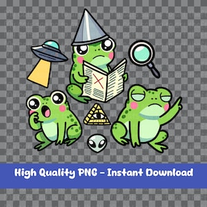 Grenouilles conspirationnistes : ne faites confiance à personne - Clipart grenouille pour agendas et scrapbooking, sublimation et autocollants DIY | Sticker souris numérique