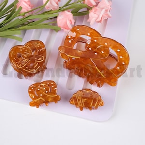 Handmade Bread-Inspired Hair Clips, Cute Resin Clips, Strong Wave Claw Clips, Fashionable Duckbill Clips for Girls