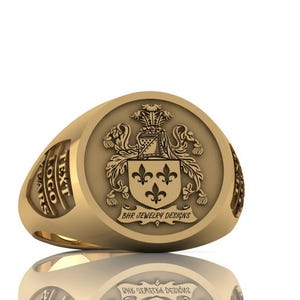Family Crest Coat of Arms Shield Signet Ring, Sterling Silver Personalized Jewelry,Personalized Shield signet ring
