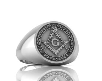 Customized Masonic Ring, Master Mason Ring for Man, Freemason Gold Ring, Personalized Mason Ring, Rosicrucian Jewelry, Past Master Ring Gift