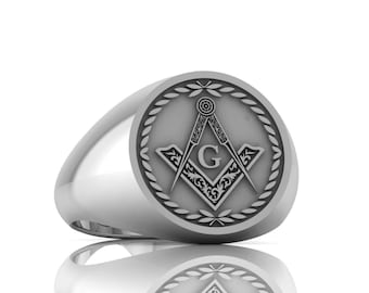 Handmade Sterling Silver Masonic Ring, Master Mason Jewelry