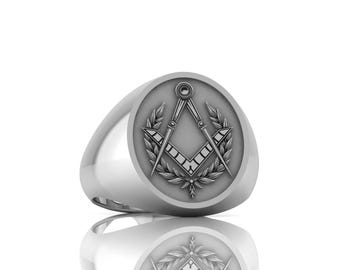 Handcrafted Freemason Ring, Wax Seal Style, Sterling Silver Masonic Jewelry