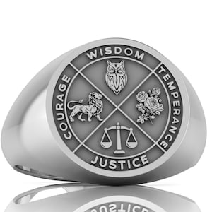 Christmas Gift, Wisdom Ring, Stoic Rings, Moderation Ring, Virtues Ring, Virtue, Special Design, Stoic Ring, Justice Ring, Temperance Ring
