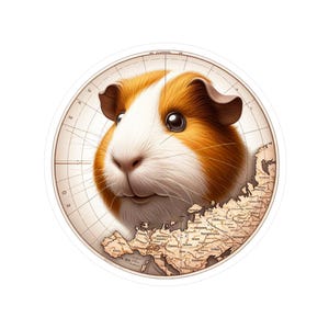 Sticker cavia, reissticker, nomadische neuzen, stickers schattige dieren, sticker kaart Europa