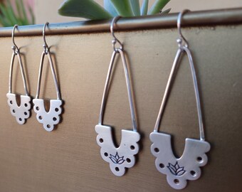 Papel Picado Sterling Silver Hand forged Earrings, Signed, Native American Jewelry, Pascua Yaqui Tribe of Arizona