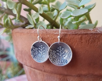 Sonoran Desert Landscape Earrings - Southwestern - Yaqui Native American Handmade - Sterling Silver - Signed