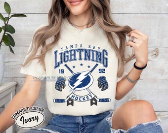Comfort Colors® Tampa Bay Lightning Hockey T-shirt, Unisex Tee Shirt for Sports Fans, Graphic Sports Tee, Lightning Team Shirt, Hockey Fan