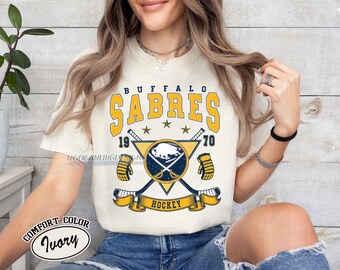 Comfort Colors® Buffalo Sabres Hockey T-Shirt, Game Day Sabres Shirt, Soft Vintage Hockey T-Shirt