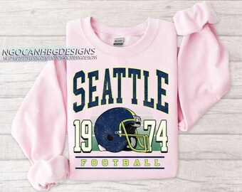 Vintage Seattle Football 1974 Sweatshirt, Retro Style Game Day Crewneck, Unisex Sports Pullover, Classic Emerald City Fan Apparel Gift