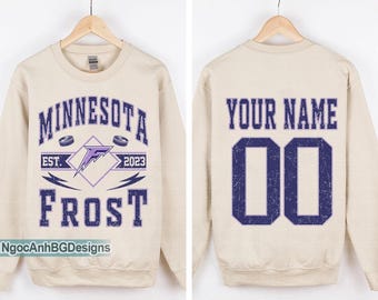 Personalization Minnesota Hockey Sweatshirt | Minnesota Frost Sweatshirt | Minnesota Hockey Tee | Minnesota Frost Sweatshirt Crewneck
