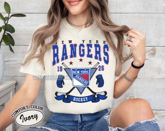 Comfort Colors® New York Rangers Hockey T-Shirt, Game Day Rangers Shirt, Soft Vintage Hockey T-Shirt