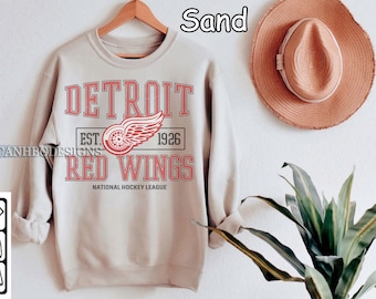 Detroit Red Wings Sweatshirt, Vintage Style Detroit Hockey Crewneck, Retro Detroit Red Wings Hockey Shirt, Retro Detroit Ice Hockey Sweater