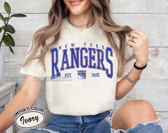 Retro Comfort Colors® New York Rangers Hockey T-shirt, Unisex Tee Shirt for Sports Fans, Graphic Sports Tee, Rangers Team Shirt, Hockey Fan