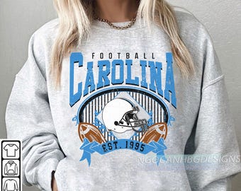 Vintage Carolina Football Sweatshirt, Retro Game Day Crewneck, Tar Heel State Unisex Fan Shirt, Classic Sports Gift Pullover