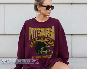 Vintage Pittsburgh Football 1933 Sweatshirt, Retro Sports Helmet Crewneck, Classic Pittsburgh Pride Fan Sweater, Game Day Fan Apparel