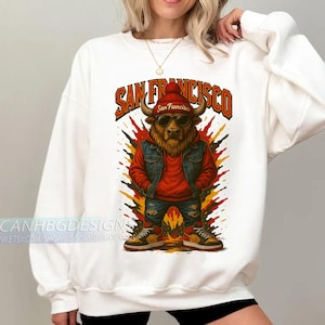 San Francisco Football Crewneck Sweatshirt, Retro Game Day Fan Apparel, Vintage Sports Sweater, Unisex Football Gift, San Francisco Shirt