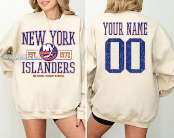 Personalized New York Islanders Hockey Sweatshirt - Custom Name and Number Vintage Graphic Tee - Game Day Sports Fan Shirt Gift