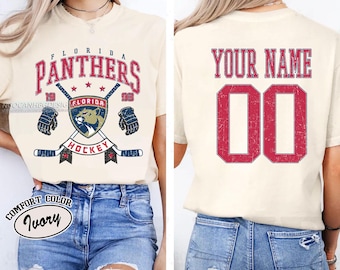 Personalized Comfort Colors® Florida Panthers T-shirt, Custom Name & Number Hockey Sweatshirt, Unisex Fan Gift for Sports Lovers