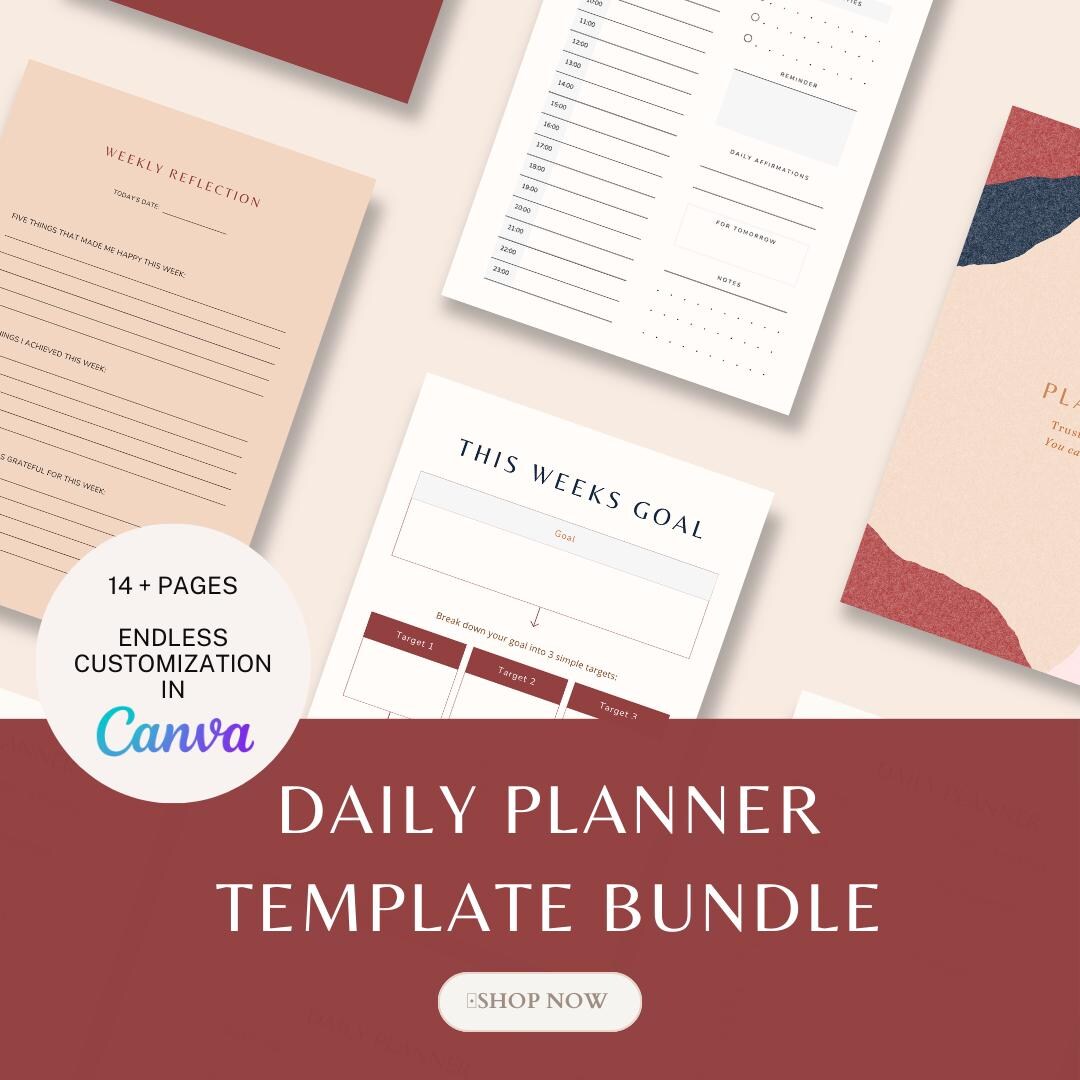 Editable Daily Planner With Goal Setting and Reflection | Planner for