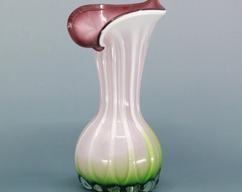 Murano Style Green and Purple Glass Vase