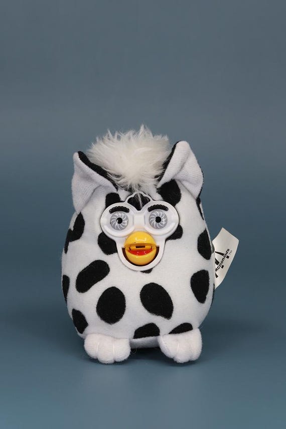 Vintage 2000 Mcdonalds Furby Plush Toy Cow Print Black White 12 Cm
