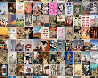 Retro Photo Collage Kit | Vintage Style Room Decor (100 PCS) (Digital Download)