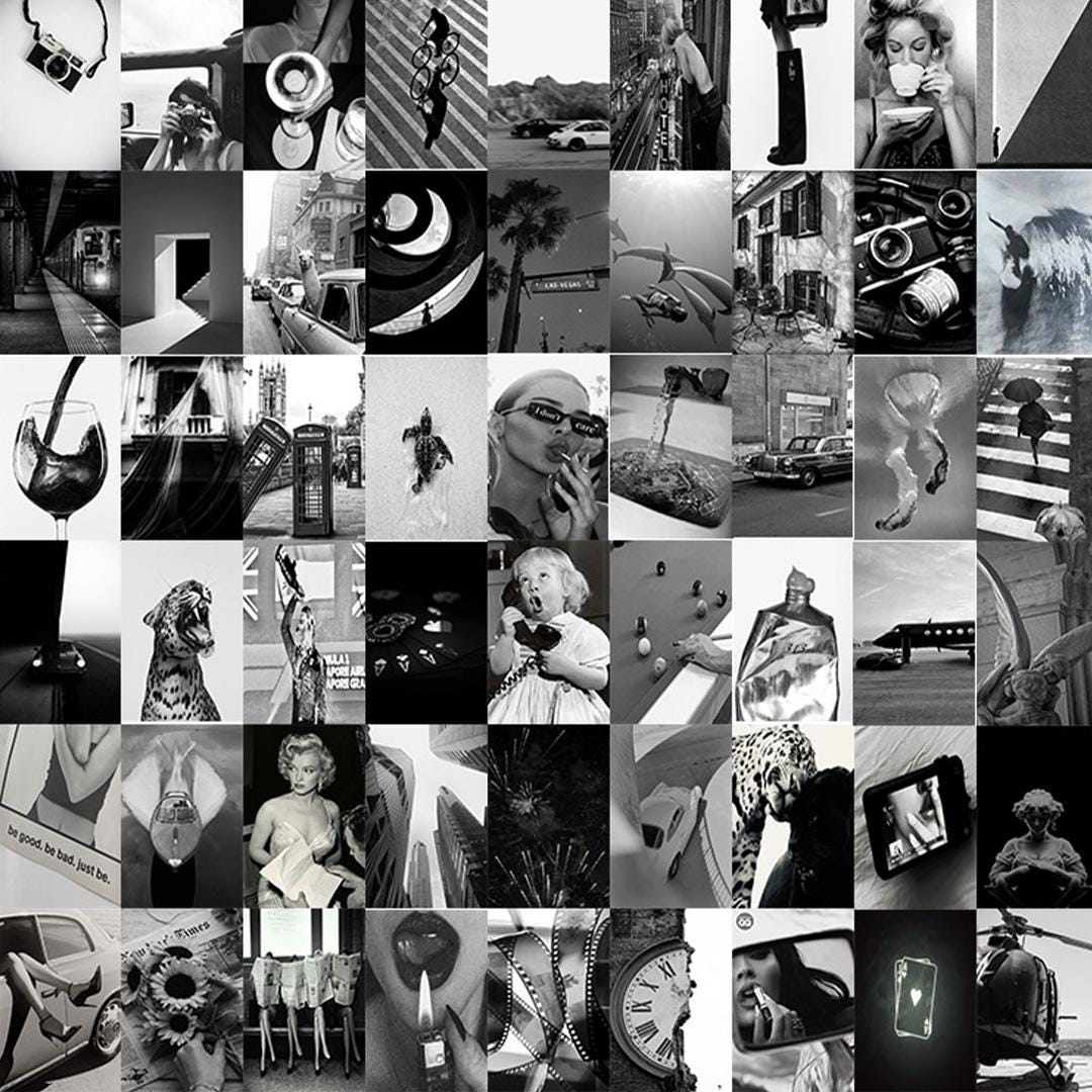 Boujee Black and White Aesthetic Wall Collage Kit , Black and White ...