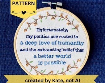 Beginner Hand Embroidery Pattern: A Better World is Possible (PDF download)