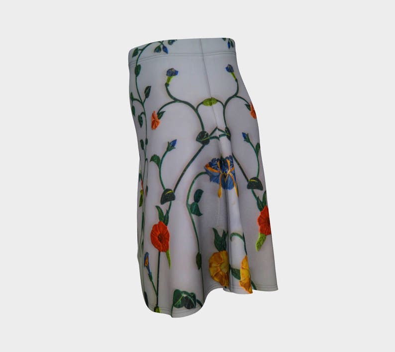 Flowered Marble Flared Skirt
