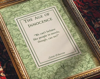 Edith Wharton Age of Innocence Poster – Vintage Literary Quote Print, Green House Decor (Digital Download)