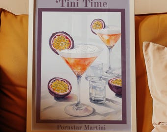 Impresión digital de Pornstar Martini, arte de barra de cocina (descarga digital)