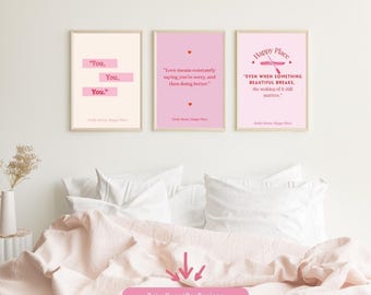 Láminas con citas de Emily Henry sobre lugares felices / Arte de pared romántico para amantes de los libros (Descarga digital)