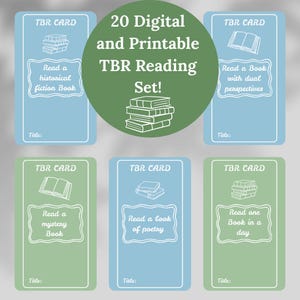 Printable TBR List: Reading Tracker Cards for Book Lovers (Digital Download)