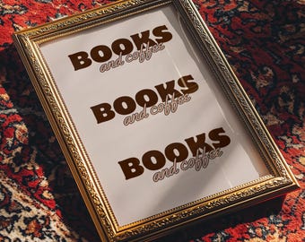Póster de Libros y Café: Arte Tipográfico Minimalista (Descarga en PDF)