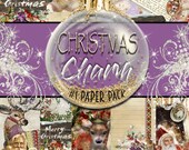 Digital Christmas Paper Journal Kit "Christmas Charm" - Christmas Paper Pack 1 - Digitally Hand-painted Touches