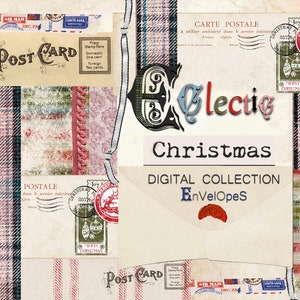 Digital Die Cuts - Ephemera &quot;Eclectic Christmas  - Digital Christmas ENVELOPES
