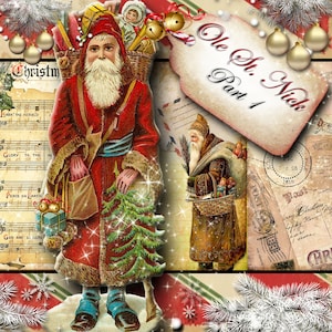 Kit de diário digital de papel Christams "Ole Saint Nick" - Pacote de papel de Natal 1-REVISADO
