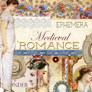 Digital Paper Journal Kit &quot;Medieval Romance - Digital Tags - Digital Ephemera