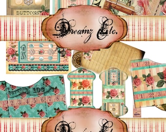 Rose Garments Ephemera Digital Kit, Great for Scrapbooking, Journals, Card Making and Mixed Media Projects