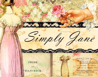 Digital Paper - Digital Kit "Simply Jane - PART 2" - Kit Part 1 - Great for Scrapbooking, Journals, Card Making - Jane Austen Theme