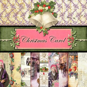 Digitale Weihnachten Papier &quot;Dickens Christmas Carol - Journal Liniertes Papier Pack Landscape - Kit 1