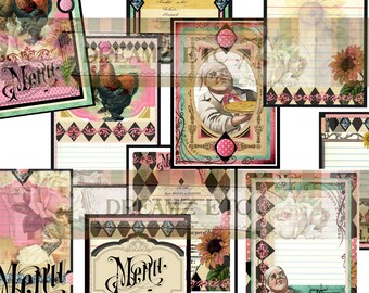NEW! Digital Kit "Ooh La La" - Journal Pages, Recipe/Journal Cards, Great for Scrapbooking, Journals, Card Making and Mixed Media Projects