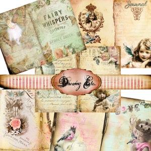 Digital Journal/Mini-Album Kit &quot;Fairy Whispers&quot; - Kit Paper Pack 1, Great for Scrapbooking, Journals, Card Making and Mixed Media Projects