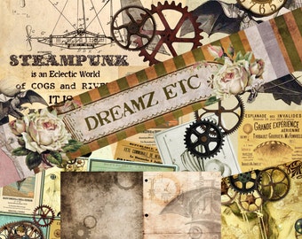 Digital Paper - Digital Kit "STEAMPUNK CHRONICLES Part 2" -  Great for Scrapbooking, Journals, Card Making and Mixed Media Projects