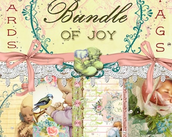 Digital Paper - Journal Kit - "Bundle of Joy" - Digital Tags and Journal Cards