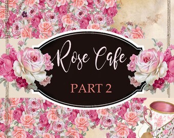 Carta digitale - Gazzetta Kit - "Rose Cafe" parte 2 - Ottimo per Scrapbooking, riviste, fabbricazione di carta e supporti vari progetti