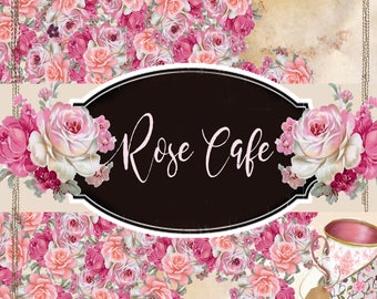 Digital Paper - Journal Kit - "Rose Cafe" Part 1 - Great for Scrapbooking, Journals, Card Making and Mixed Media Projects