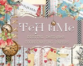 Digital Paper - Digital Journal Kit "Tea Time - PART 2" - Digital Designer Coordinating Paper Pack - Alice in Wonderland Theme