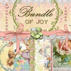 Digital Paper - Journal Kit - &quot;Bundle of Joy&quot; - Digital Envelopes and Journal Cards