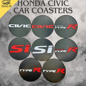 Honda Civic Cup Holder Inserts | Type R & Si  | Car Coaster Accessories | Set of 2